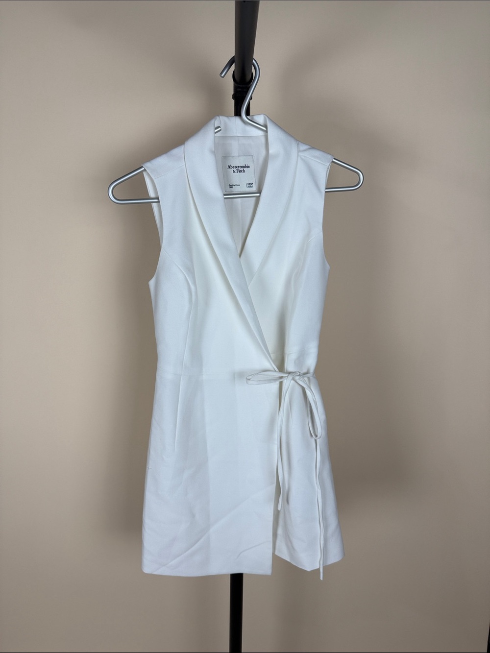 Abercrombie & Fitch White Sleeveless Wrap Mini Dress